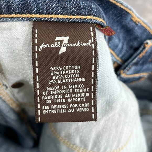 7 For All Mankind Dojo Jeans 27 Medium Blue wash Whiskering Frayed - Picture 6 of 9